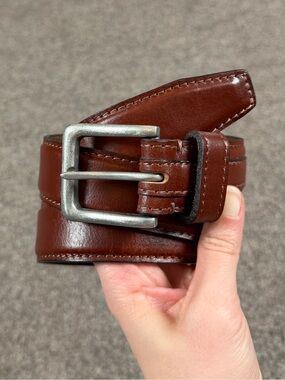 Stone Mountain Brown Genuine Leather Belt Men’s M 34-36 Silver Square Buckle